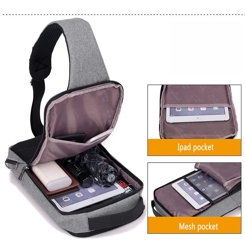 Anti-Theft USB Charging Sling Bag – Waterproof Crossbody Chest Backpack for Travel & Daily Use