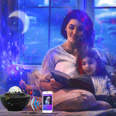 Proyector Galaxy con altavoz Bluetooth – Lámpara de noche con luz de estrellas para dormitorio