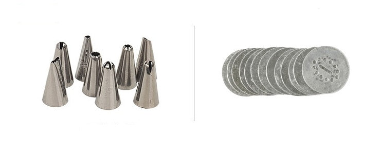 Prensa para galletas de acero inoxidable con 20 discos y 4 boquillas – Juego de utensilios para hornear