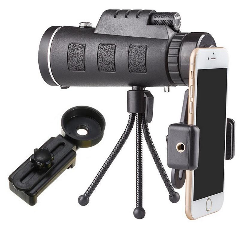 HD Monocular Telescope with Tripod & Phone Holder – Zoom Lens for Outdoor Adventure, Travel & Photography, Compatible with Apple
